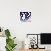 Hemelse Konijn Poster – Kawaii Pastel Konijn (Thuiskantoor)