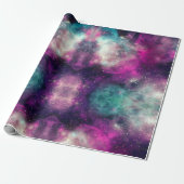 Hemelse kosmische sterrenstelsel patroon cadeaupapier (Uitgerold)
