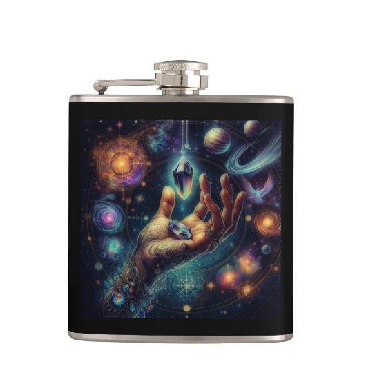 Hemelse Kristal in de Palm Galaxy Spacy Heupfles (Voorkant)
