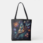 Hemelse Kristal in de Palm Galaxy Spacy Tote Bag (Achterkant)