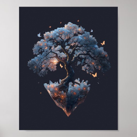 Hemelse Kristalboom – Fantasie Natuur Kunst Poster (Voorkant)
