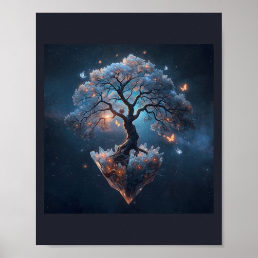 Hemelse Kristalboom – Fantasie Natuur Kunst Poster (Voorkant)
