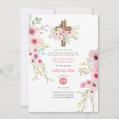 Hemelse Kruis Quinceanera Uitnodiging Boho Bloemen (Voorkant)