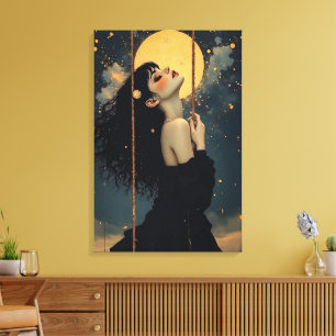 Hemelse Kunst Gotische Vrouw Ethische Mystiek Canvas Afdruk