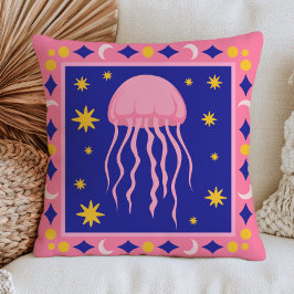 Hemelse kwal roze & blauwe folk art nautisch kussen
