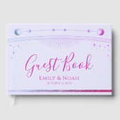 Hemelse Lavendel Roze Zon Maan Sterren Huwelijk Gastenboek (Voorkant)