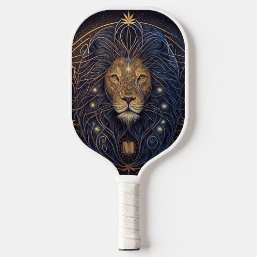 Hemelse Leeuw Hoofd Modern Monogram Pickleball Paddle (Voorkant)