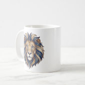 Hemelse Leeuw Mok Goud & Blauw Luxe Lijn Kunst (Voorkant links)