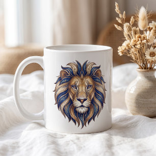 Hemelse Leeuw Mok Goud & Blauw Luxe Lijn Kunst