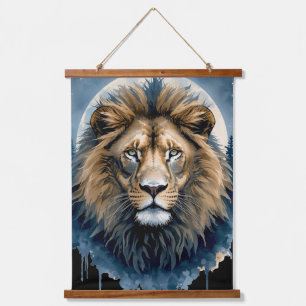 Hemelse Leeuw Waterverf Maneschijn Leeuw Spirit Hangend Wandkleed