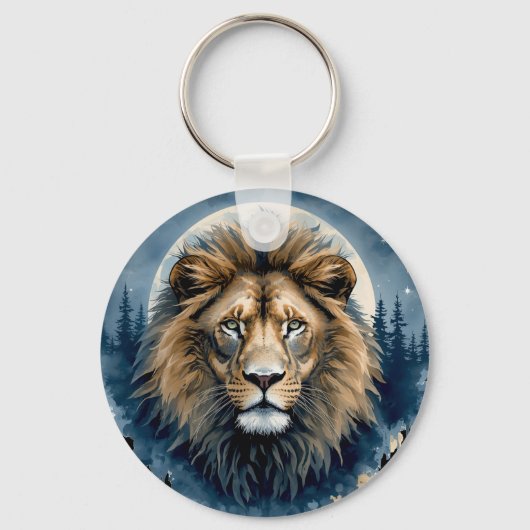 Hemelse Leeuw Waterverf | Maneschijn Leeuwengeest Sleutelhanger (Voorkant)