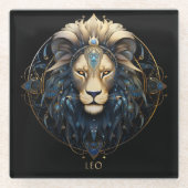 Hemelse Leeuw Zodiac Symbool Zonneteken Naam Leo Glazen Onderzetter (Voorkant)