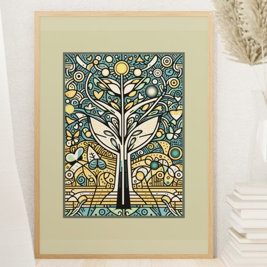 Hemelse levensboom: psychedelisch droomlandschap poster