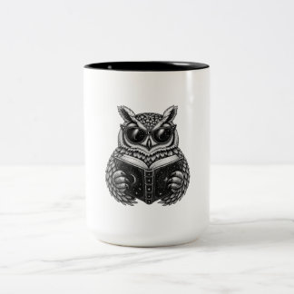 Hemelse Lezende Uil – Mystieke Boekliefhebber  Tweekleurige Koffiemok