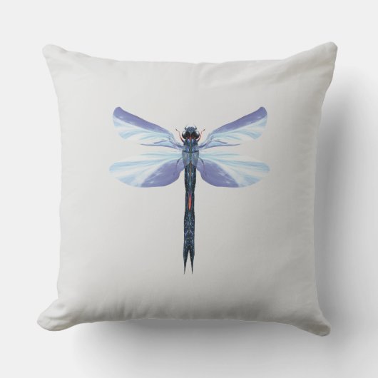 Hemelse Libel – Surreal Blauwe Insecten Kunst Kuss Kussen (Voorkant)