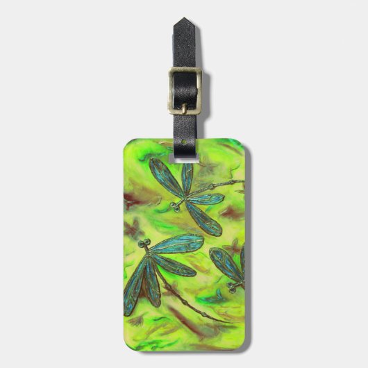 Hemelse libellen op een sterrenhemel bagagelabel (Voorkant verticaal)