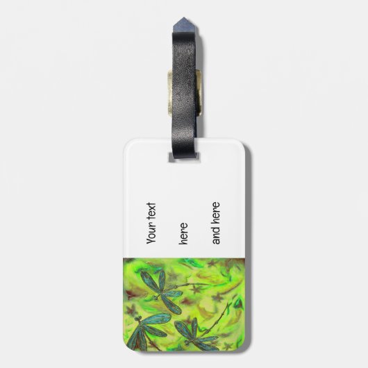 Hemelse libellen op een sterrenhemel bagagelabel (Achterkant verticaal)