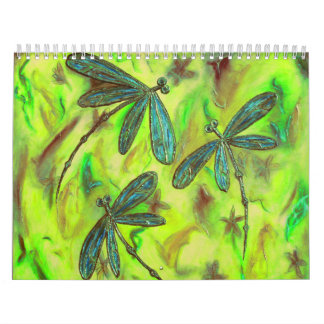 Hemelse libellen op een sterrenhemel kalender