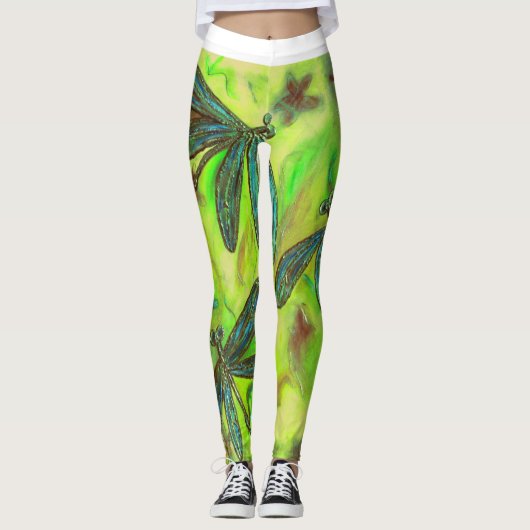 Hemelse libellen op een sterrenhemel leggings (Voorkant)