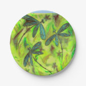 Hemelse libellen op een sterrenhemel papieren bordje (Voorkant)