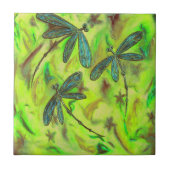 Hemelse libellen op een sterrenhemel tegeltje (Voorkant)