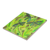 Hemelse libellen op een sterrenhemel tegeltje (Zijkant)