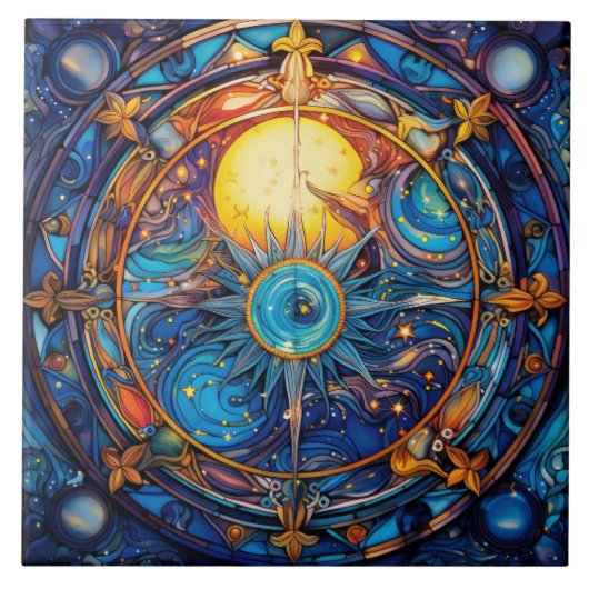 Hemelse Lichamen Keramische Tegel Tegeltje (Voorkant)