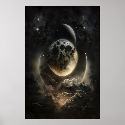 Hemelse Lichamen Maneschijn Print, Donkere Academi Poster (Voorkant)