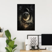 Hemelse Lichamen Maneschijn Print, Donkere Academi Poster (Thuiskantoor)