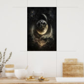 Hemelse Lichamen Maneschijn Print, Donkere Academi Poster (Keuken)