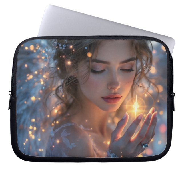 Hemelse Lichtdrager – Engel die de Ster van God va Laptop Sleeve (Voorkant)