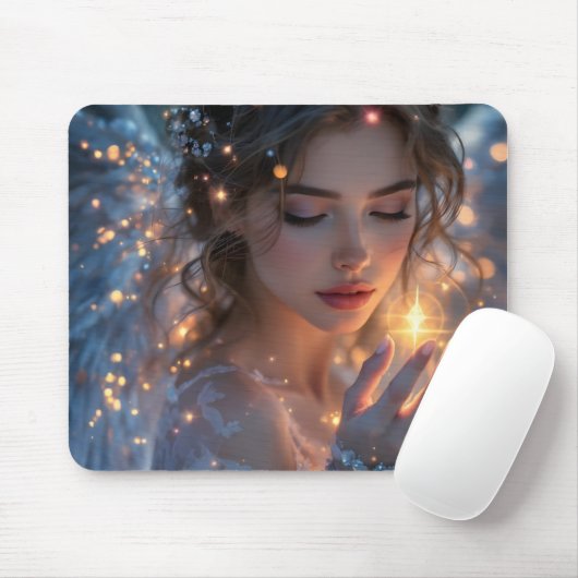 Hemelse Lichtdrager – Engel die de Ster van God va Muismat (Met muis)