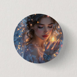 Hemelse Lichtdrager – Engel die de Ster van God va Ronde Button 3,2 Cm