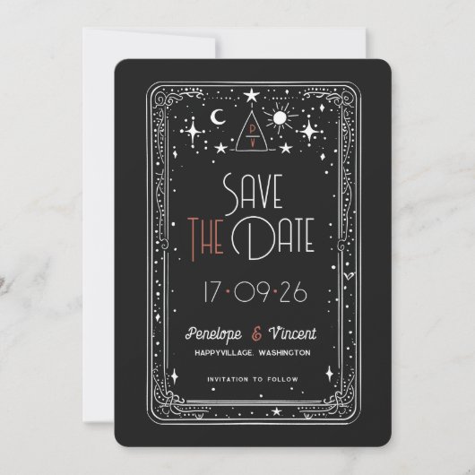 Hemelse Liefde Bruiloft Save the Date Kaart (Voorkant)