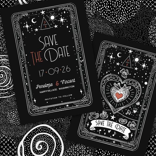 Hemelse Liefde Bruiloft Save the Date Kaart