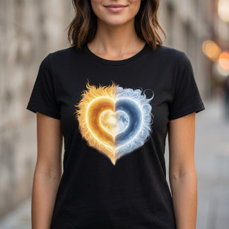 Hemelse Liefde Zon Maan Hart T-shirt