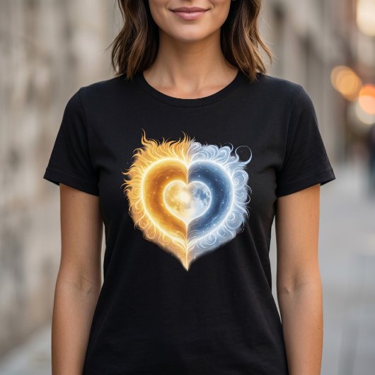 Hemelse Liefde Zon Maan Hart T-shirt