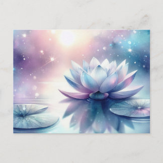 Hemelse Lotus Bloei Waterlelie Spiritueel Kosmisch Feestdagenkaart