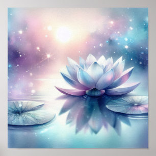 Hemelse Lotus Bloei Waterlelie Spiritueel Kosmisch Poster