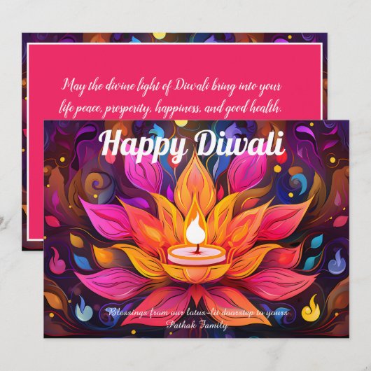 Hemelse Lotus Diwali Kaart (Voorkant / Achterkant)