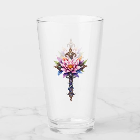 Hemelse Lotus Kruis Glas (Voorkant)