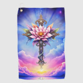 Hemelse Lotus Kruis Golfhanddoek (Voorkant)