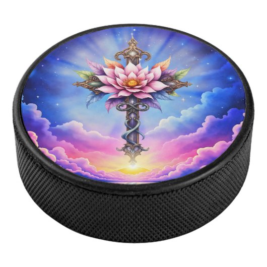 Hemelse Lotus Kruis Hockey Puck (3/4)