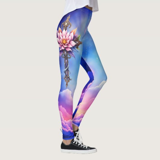 Hemelse Lotus Kruis Leggings (Rechts)