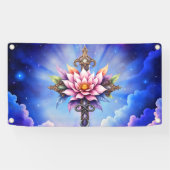Hemelse Lotus Kruis  Spandoek (Horizontaal)