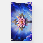 Hemelse Lotus Kruis  Spandoek (Verticaal)