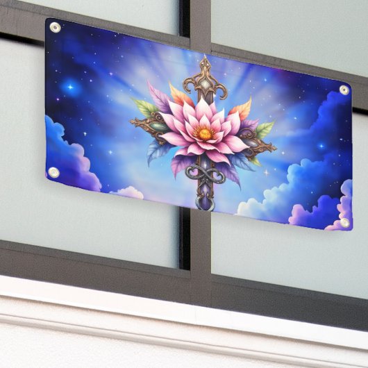 Hemelse Lotus Kruis  Spandoek (Buitenkant Gebouw)