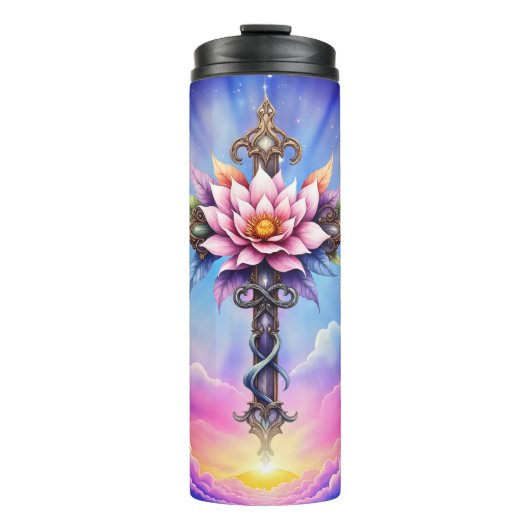 Hemelse Lotus Kruis Thermosbeker (Voorkant)