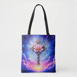 Hemelse Lotus Kruis Tote Bag