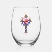 Hemelse Lotus Kruis  Wijnglas Zonder Voet (Achterkant)